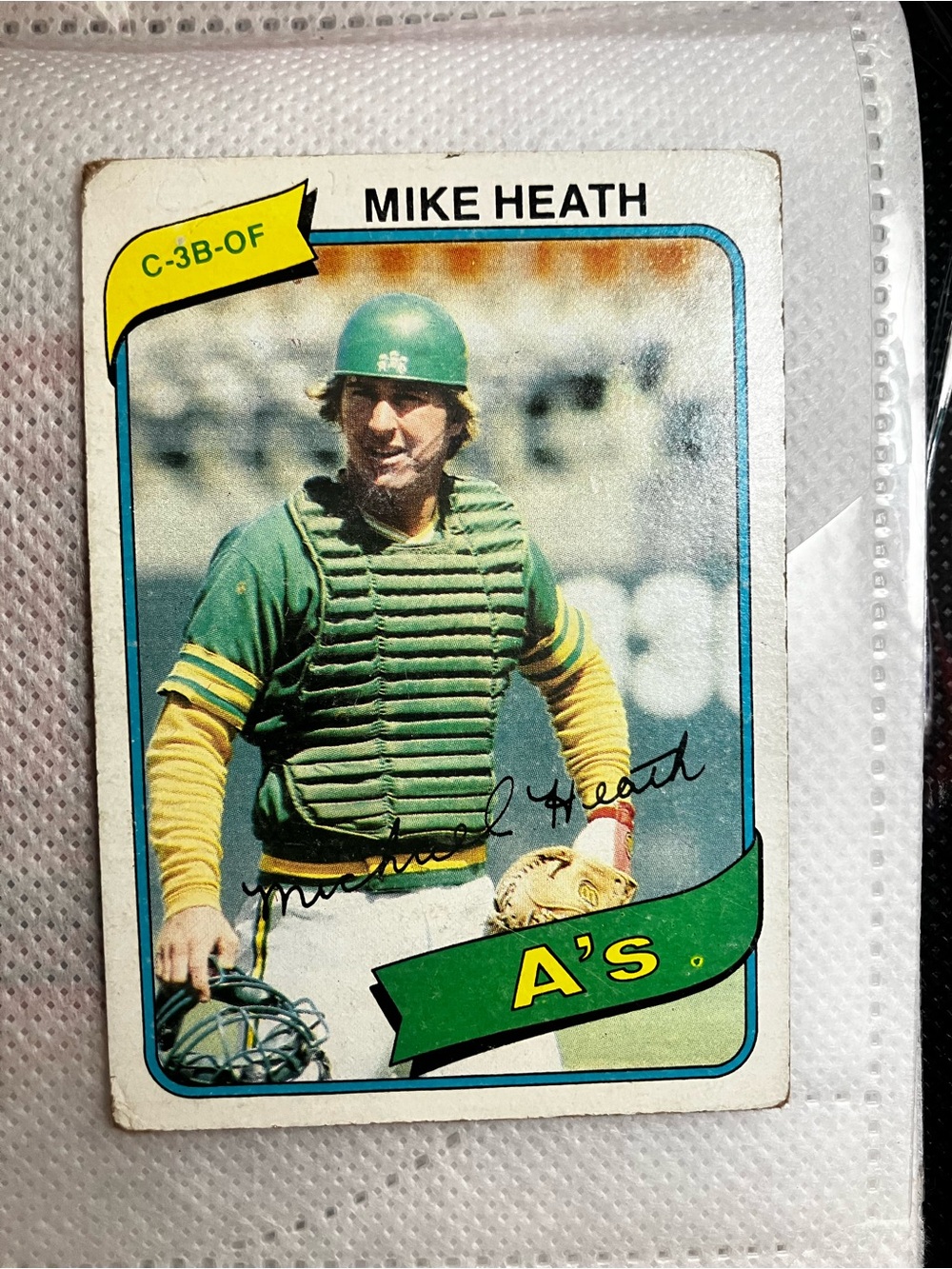 Autographs Mike Heath Oakland A's Baseball Card Mitchell Page & Joe Wallis